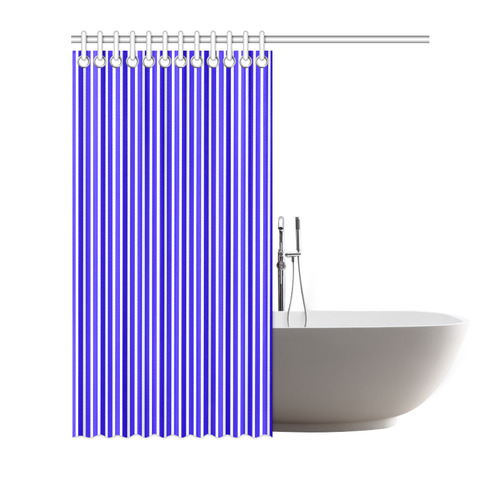 Blue White Candy Striped Shower Curtain 66"x72"