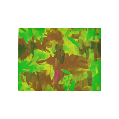 camouflage painting texture abstract background in green yellow brown Area Rug 5'3''x4'