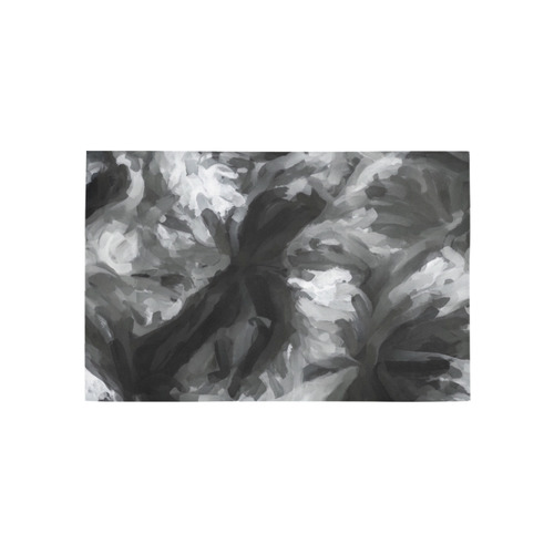camouflage abstract painting texture background in black and white Area Rug 5'x3'3''