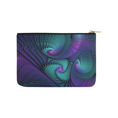 Purple meets Turquoise modern abstract Fractal Art Carry-All Pouch 9.5''x6''