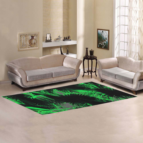 green palm leaves texture abstract background Area Rug 9'6''x3'3''