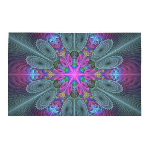 Mandala From Center Colorful Fractal Art With Pink Bath Rug 20''x 32''