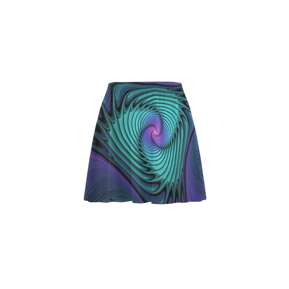 Purple meets Turquoise modern abstract Fractal Art Mini Skating Skirt (Model D36)