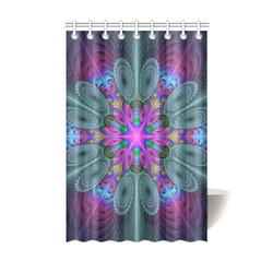 Mandala From Center Colorful Fractal Art With Pink Shower Curtain 48"x72"