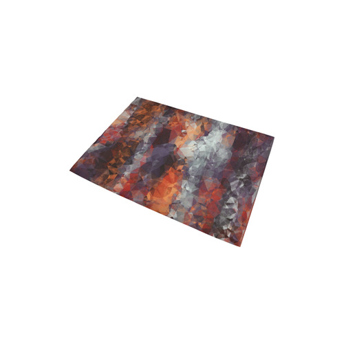 psychedelic geometric polygon shape pattern abstract in orange brown red black Area Rug 2'7"x 1'8‘’