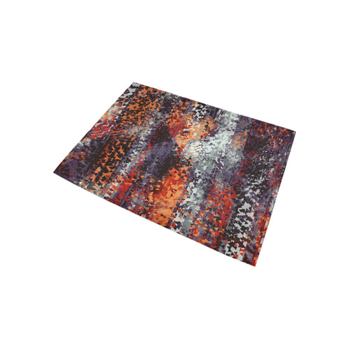 psychedelic geometric polygon shape pattern abstract in black orange brown red Area Rug 5'3''x4'