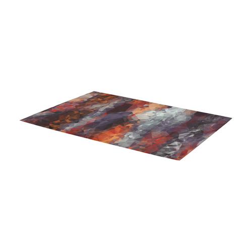 psychedelic geometric polygon shape pattern abstract in orange brown red black Area Rug 7'x3'3''