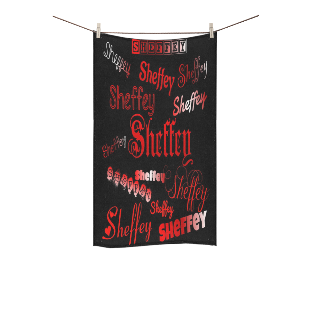 Sheffey Fonts - Red on Black Custom Towel 16"x28"