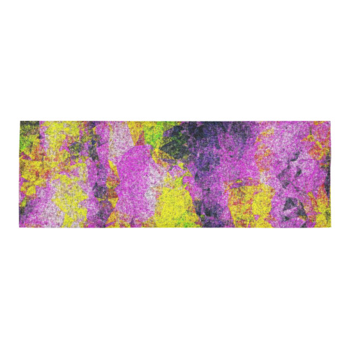 vintage psychedelic painting texture abstract in pink and yellow with noise and grain Area Rug 9'6''x3'3''