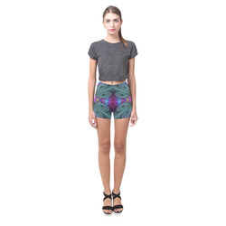 Mandala From Center Colorful Fractal Art With Pink Briseis Skinny Shorts (Model L04)