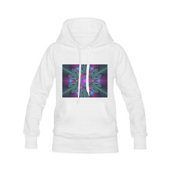 Mandala From Center Colorful Fractal Art With Pink Women's Classic Hoodies (Model H07)