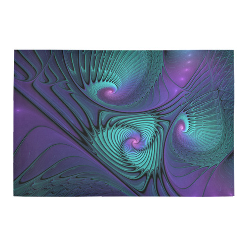 Purple meets Turquoise modern abstract Fractal Art Azalea Doormat 24" x 16" (Sponge Material)