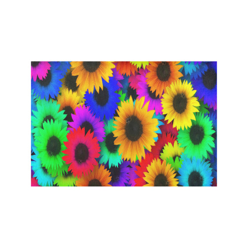 Neon Rainbow Pop Sunflowers Placemat 12''x18''