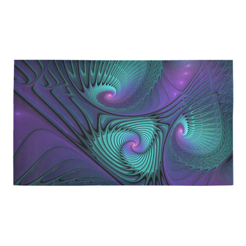 Purple meets Turquoise modern abstract Fractal Art Bath Rug 16''x 28''