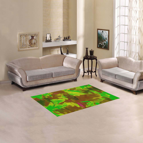 camouflage painting texture abstract background in green yellow brown Area Rug 2'7"x 1'8‘’