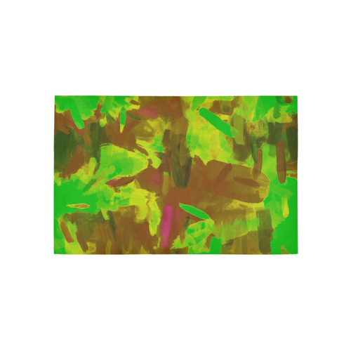 camouflage painting texture abstract background in green yellow brown Area Rug 5'x3'3''