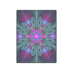Mandala From Center Colorful Fractal Art With Pink Blanket 50"x60"