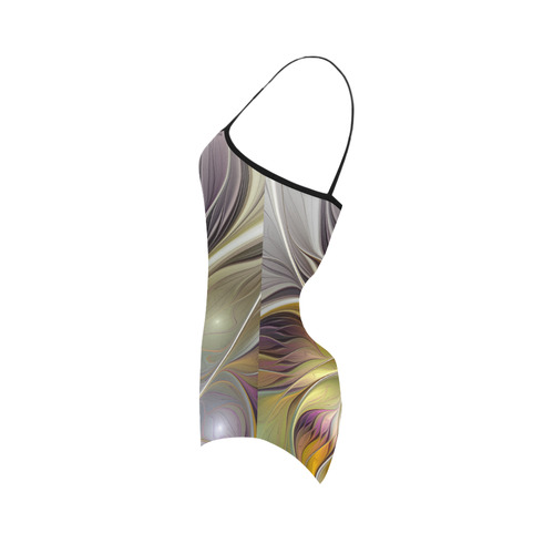 Abstract Colorful Fantasy Flower Modern Fractal Strap Swimsuit ( Model S05)