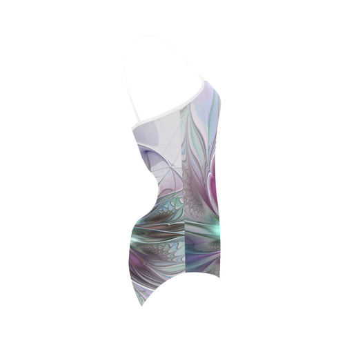 Colorful Fantasy Abstract Modern Fractal Flower Strap Swimsuit ( Model S05)
