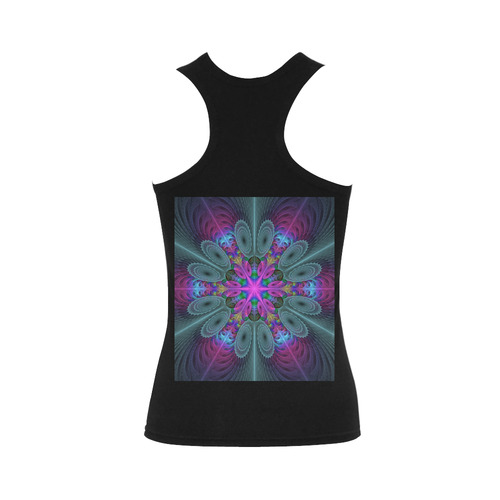 Mandala From Center Colorful Fractal Art With Pink Women's Shoulder-Free Tank Top (Model T35)