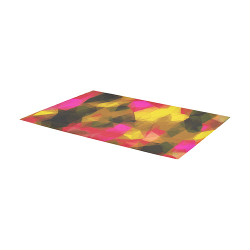 psychedelic geometric polygon shape pattern abstract in pink yellow green Area Rug 7'x3'3''