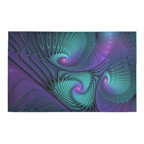 Purple meets Turquoise modern abstract Fractal Art Bath Rug 20''x 32''