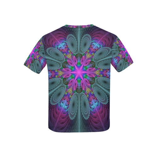 Mandala From Center Colorful Fractal Art With Pink Kids' All Over Print T-shirt (USA Size) (Model T40)