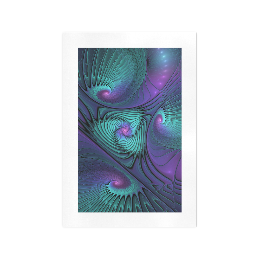 Purple meets Turquoise modern abstract Fractal Art Art Print 13‘’x19‘’