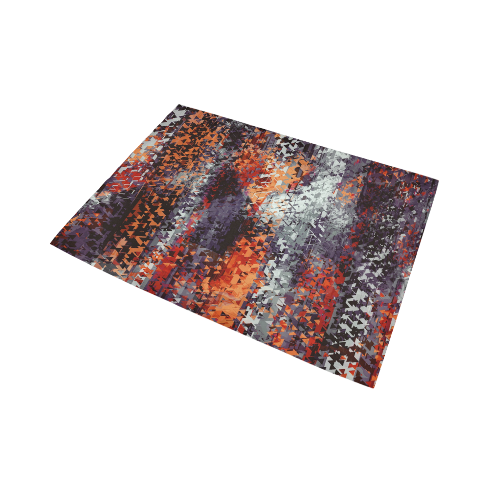 psychedelic geometric polygon shape pattern abstract in black orange brown red Area Rug7'x5'