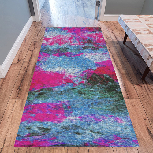 vintage psychedelic painting texture abstract in pink and blue with noise and grain Area Rug 9'6''x3'3''