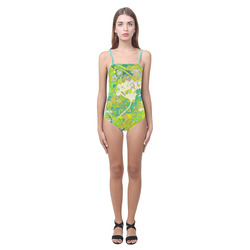 floral 1 in green and blue Strap Swimsuit ( Model S05)