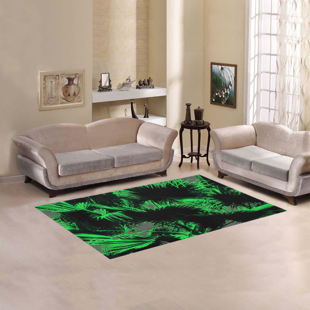 green palm leaves texture abstract background Area Rug 5'x3'3''