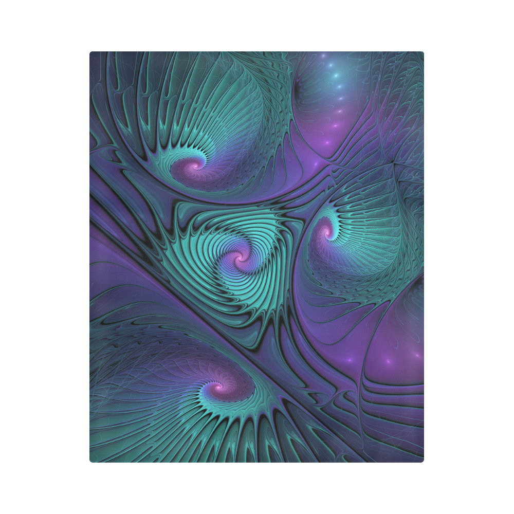 Purple meets Turquoise modern abstract Fractal Art Duvet Cover 86"x70" ( All-over-print)