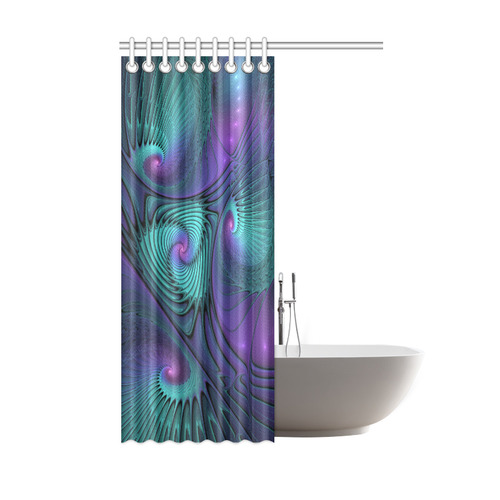 Purple meets Turquoise modern abstract Fractal Art Shower Curtain 48"x72"
