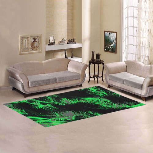green palm leaves texture abstract background Area Rug 7'x3'3''