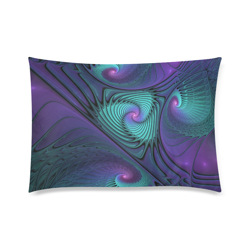 Purple meets Turquoise modern abstract Fractal Art Custom Zippered Pillow Case 20"x30"(Twin Sides)