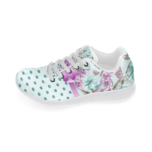 Watercolor Flowers Butterflies Polka Dots Ribbon T Women’s Running Shoes (Model 020)