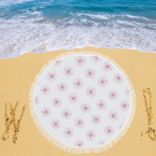 Pink floral pattern Circular Beach Shawl 59"x 59"