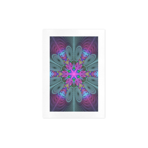 Mandala From Center Colorful Fractal Art With Pink Art Print 7‘’x10‘’
