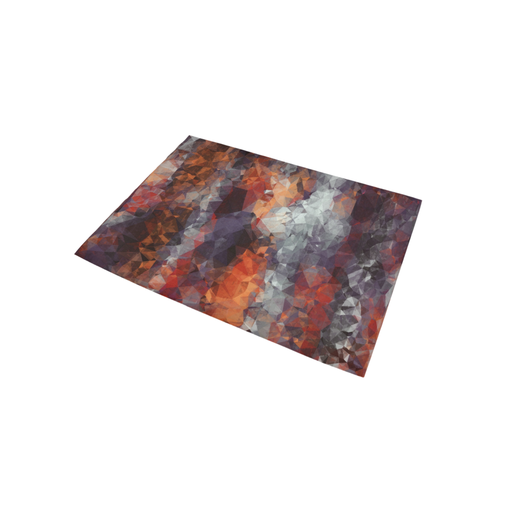 psychedelic geometric polygon shape pattern abstract in orange brown red black Area Rug 5'x3'3''
