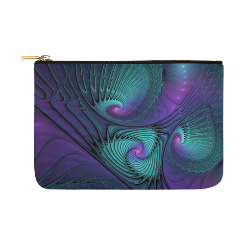 Purple meets Turquoise modern abstract Fractal Art Carry-All Pouch 12.5''x8.5''
