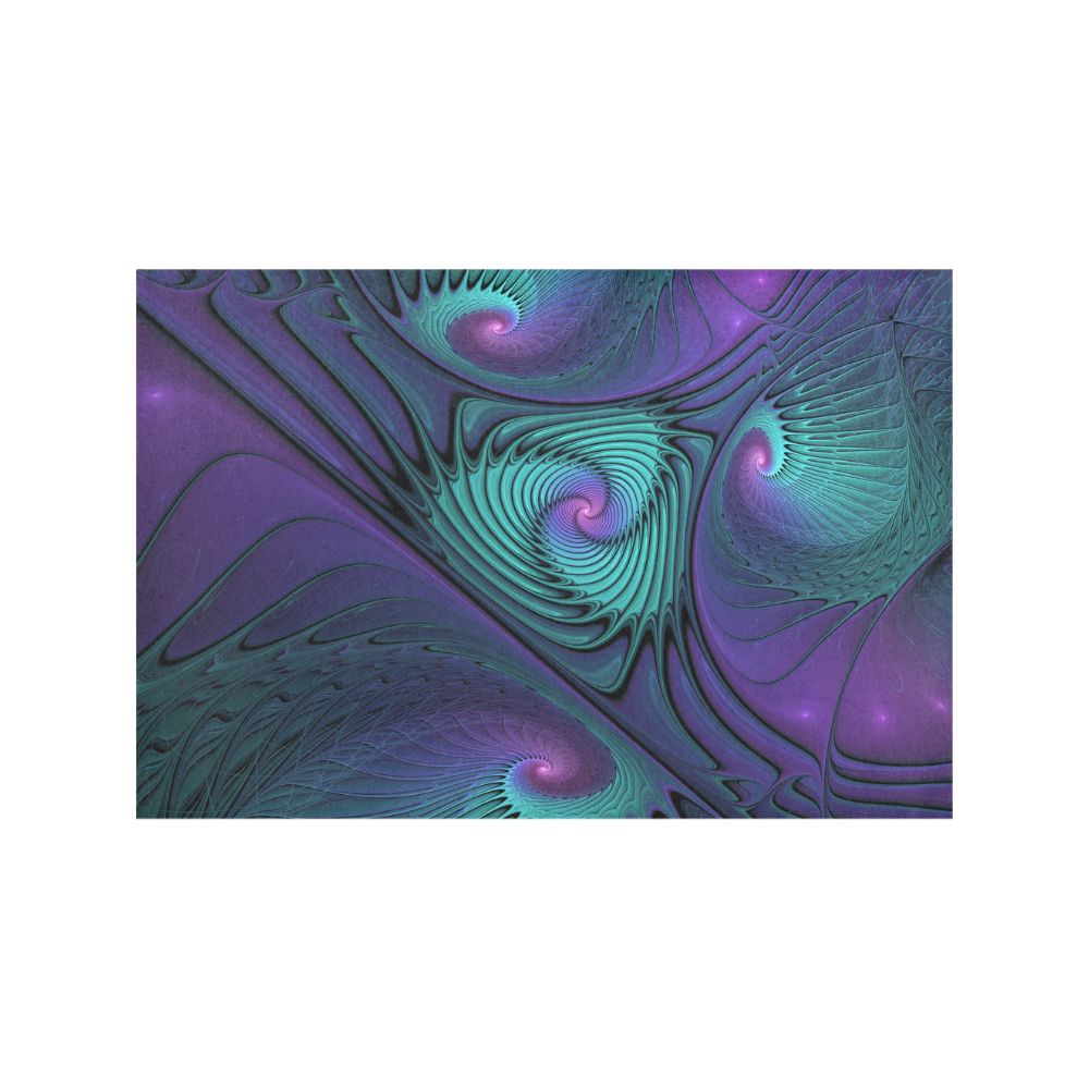 Purple meets Turquoise modern abstract Fractal Art Placemat 12’’ x 18’’ (Set of 2)