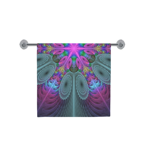 Mandala From Center Colorful Fractal Art With Pink Bath Towel 30"x56"
