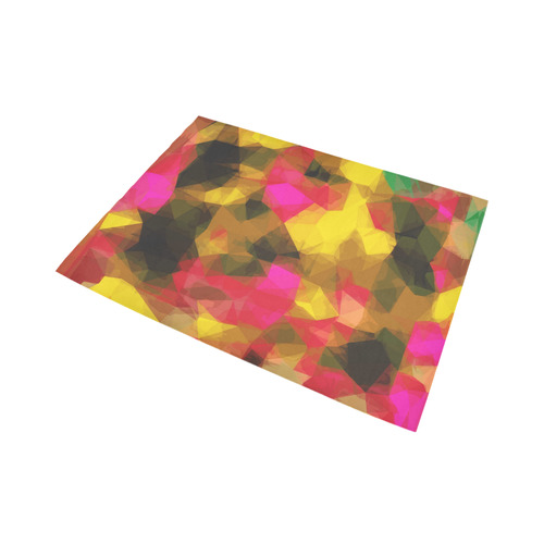 psychedelic geometric polygon shape pattern abstract in pink yellow green Area Rug7'x5'
