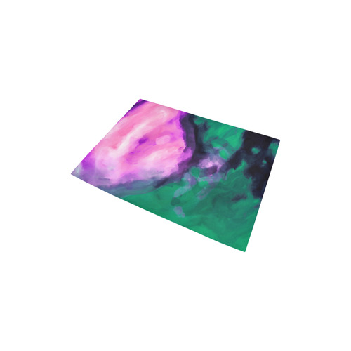 psychedelic splash painting texture abstract background in green and pink Area Rug 2'7"x 1'8‘’