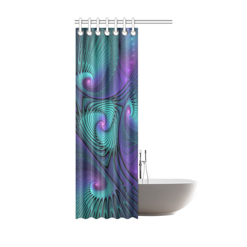 Purple meets Turquoise modern abstract Fractal Art Shower Curtain 36"x72"