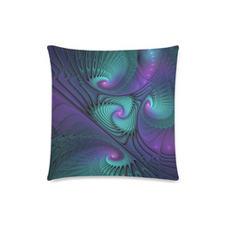 Purple meets Turquoise modern abstract Fractal Art Custom Zippered Pillow Case 18"x18"(Twin Sides)