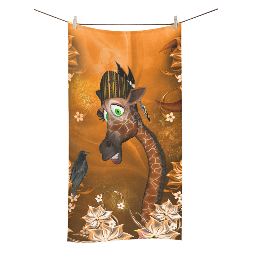 Funny giraffe with feathers Bath Towel 30"x56"