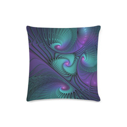 Purple meets Turquoise modern abstract Fractal Art Custom Zippered Pillow Case 16"x16"(Twin Sides)