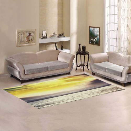 cloudy sunset sky with ocean view Area Rug 7'x3'3''